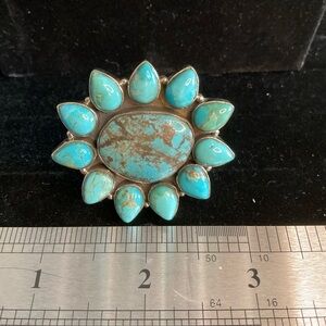 Turquoise 925 Sterling Silver STATEMENT Ring ADJUSTABLE
